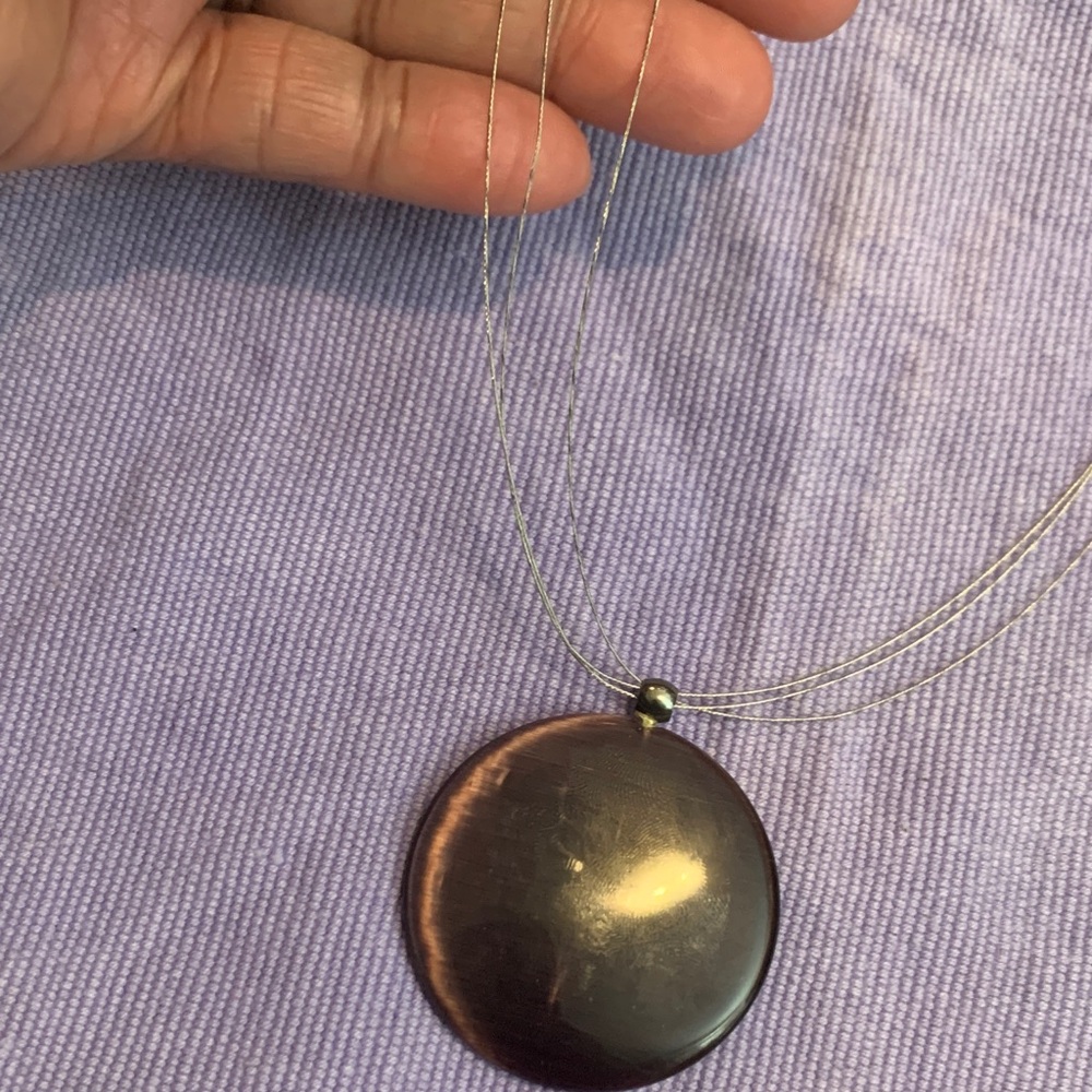 Vintage Purple Glass Pendant Necklace - Picture 2 of 4